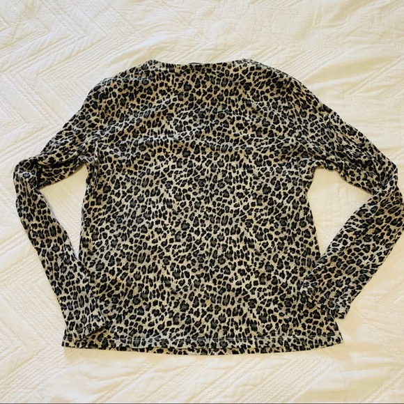 Ralph Lauren grey gray long sleeve leopard cheetah print tee t-shirt top Small - Picture 2 of 6